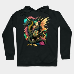 Retro Tattoo Cute Dragon Girl Hoodie